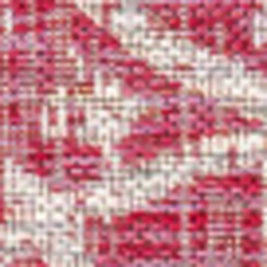 5' Fuchsia And Light Gray Square Medallion Indoor Outdoor Area Rug Photo 3