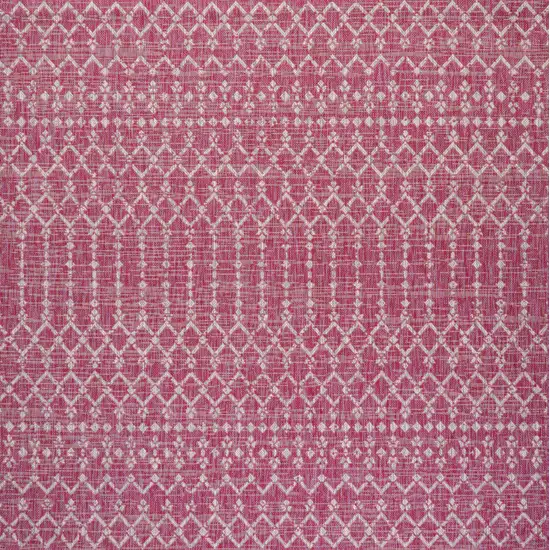 5' Fuchsia And Light Gray Square Trellis Indoor Outdoor Area Rug Photo 3