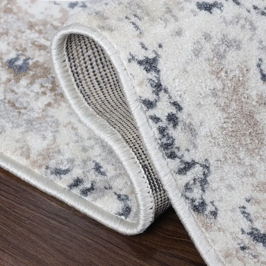 8' Ivory Geometric Medallion Stain Resistant Runner Rug Photo 6