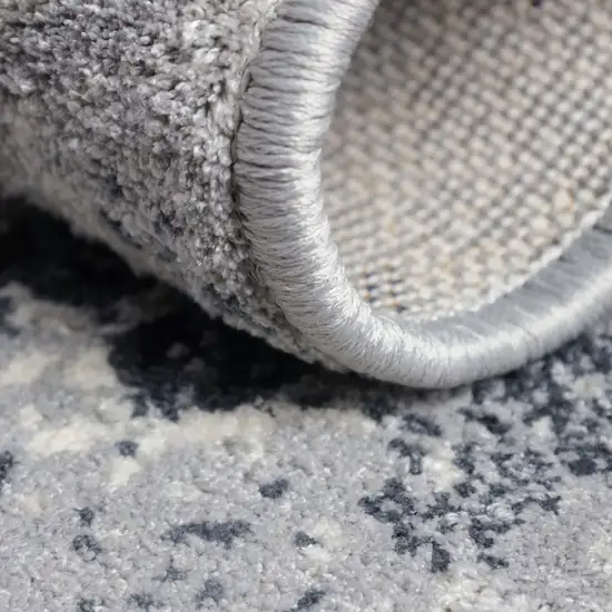 8' Gray And Silver Geometric Runner Rug Photo 8