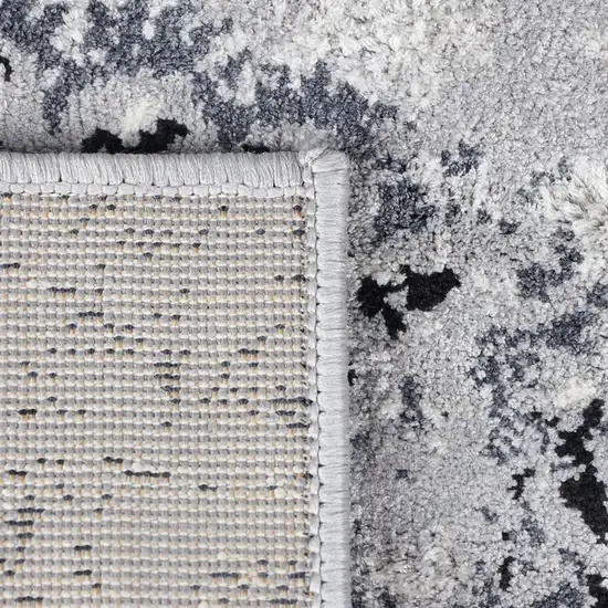 8' Gray And Silver Geometric Runner Rug Photo 5