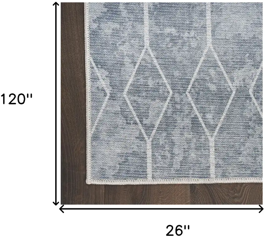 10' Geometric Power Loom Washable Runner Rug Photo 7