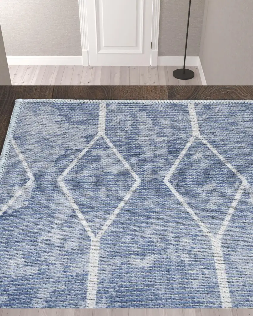 10' Geometric Power Loom Washable Runner Rug Photo 2