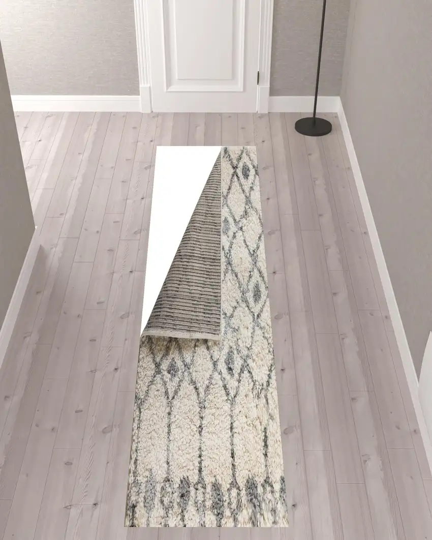 10' Geometric Shag Runner Rug Photo 3