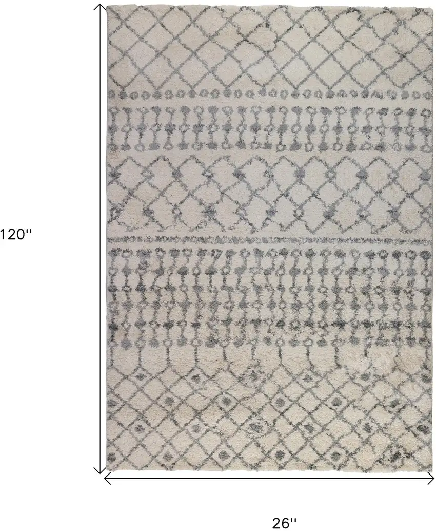 10' Geometric Shag Runner Rug Photo 5