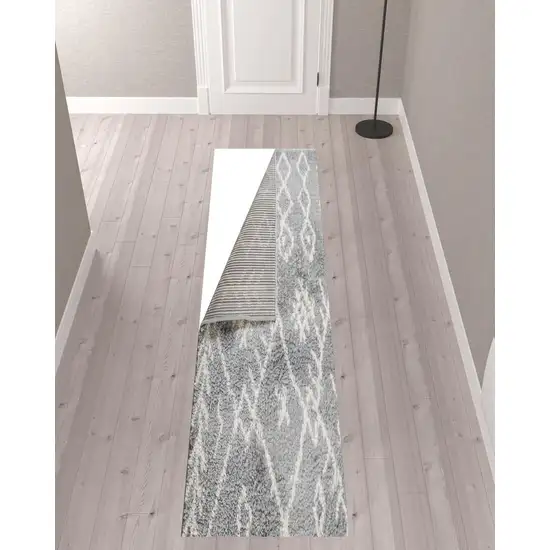 10' Geometric Shag Runner Rug Photo 3