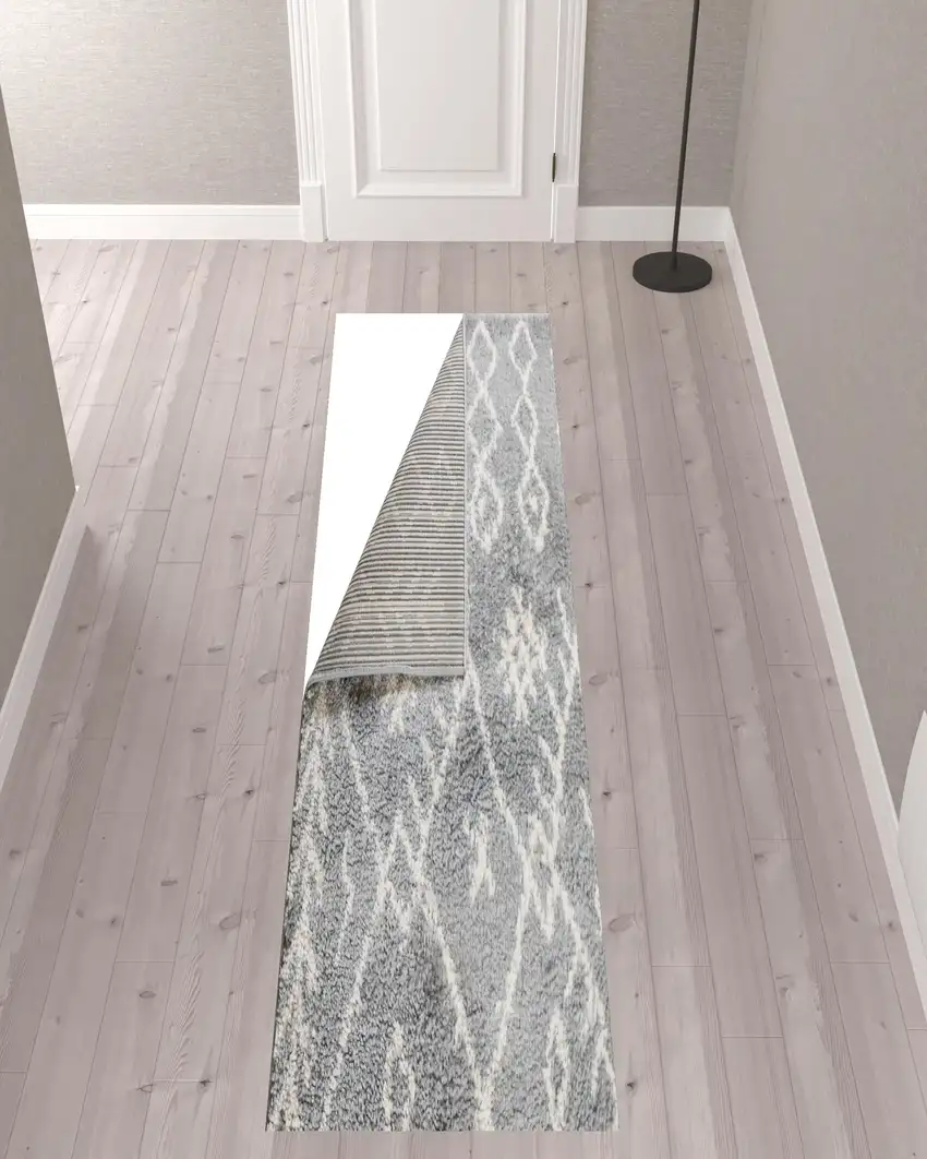 10' Geometric Shag Runner Rug Photo 3