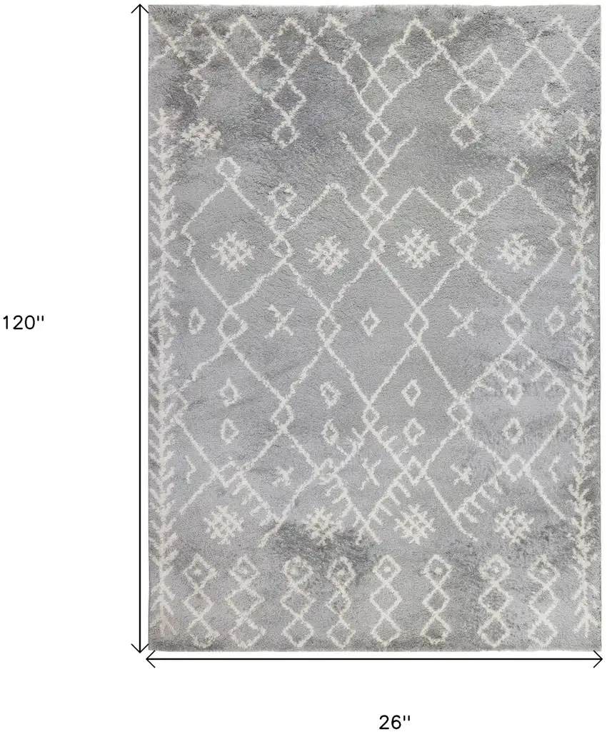 10' Geometric Shag Runner Rug Photo 5