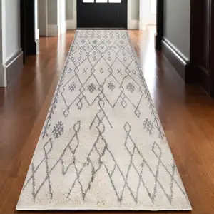 Photo of 10' Geometric Shag Runner Rug