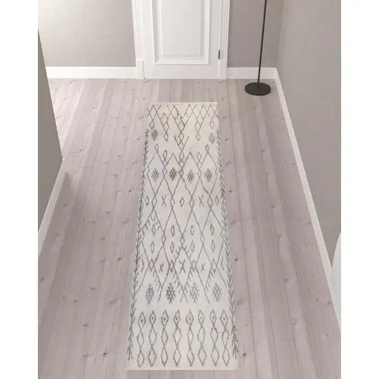 10' Geometric Shag Runner Rug Photo 2