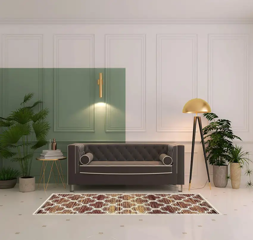 8' Geometric Stain Resistant Runner Rug Photo 6