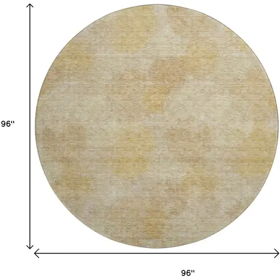 8' Gold And Beige Abstract Washable Round Rug With UV Protection Photo 9