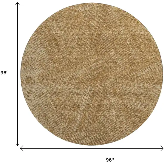 8' Gold And Beige Abstract Washable Round Rug With UV Protection Photo 8