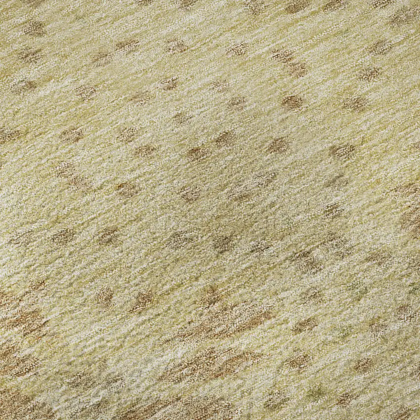 8' Gold And Beige Floral Washable Round Rug With UV Protection Photo 9