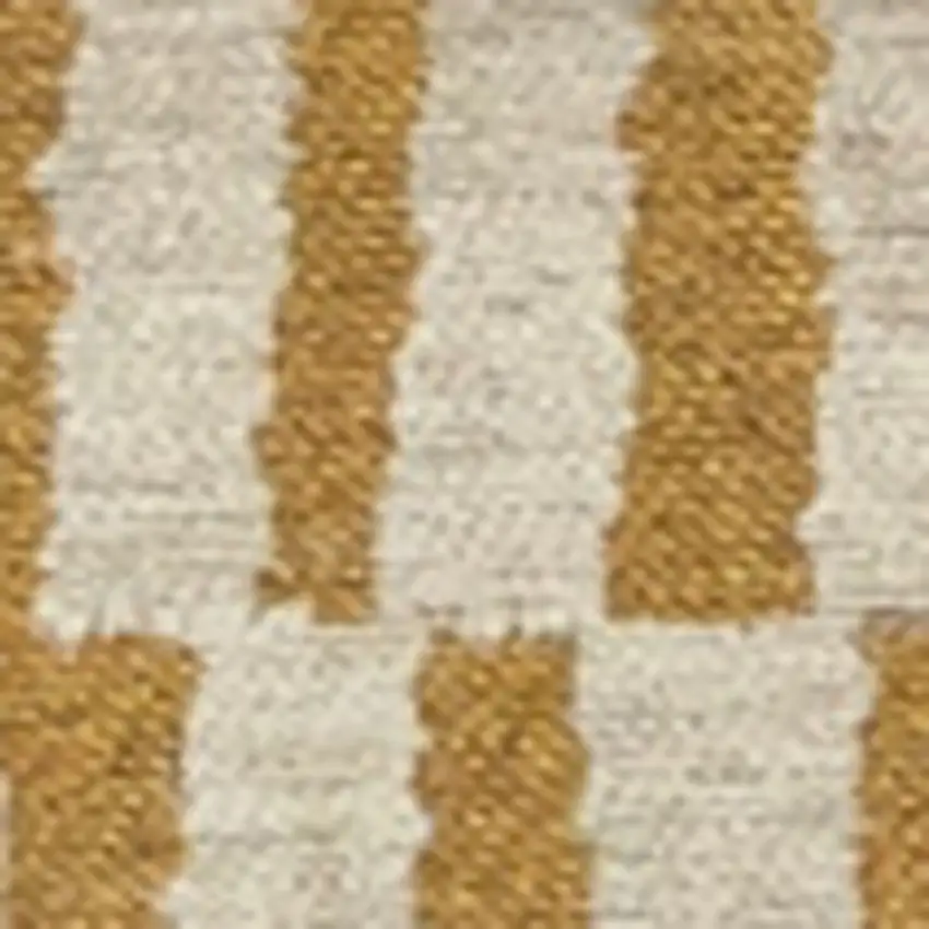 8' Gold And Beige Geometric Berber Washable Round Rug With UV Protection Photo 6