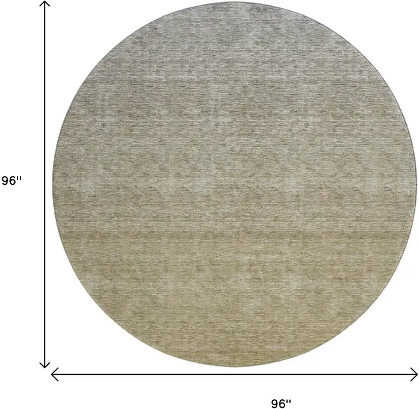 8' Gold And Beige Ombre Washable Round Rug With UV Protection Photo 9