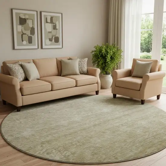 8' Gold And Beige Ombre Washable Round Rug With UV Protection Photo 1