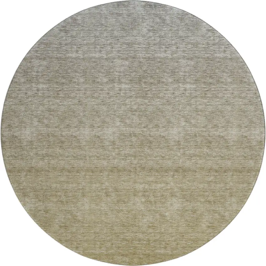 8' Gold And Beige Ombre Washable Round Rug With UV Protection Photo 1