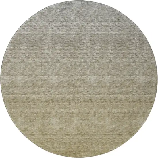8' Gold And Beige Ombre Washable Round Rug With UV Protection Photo 3
