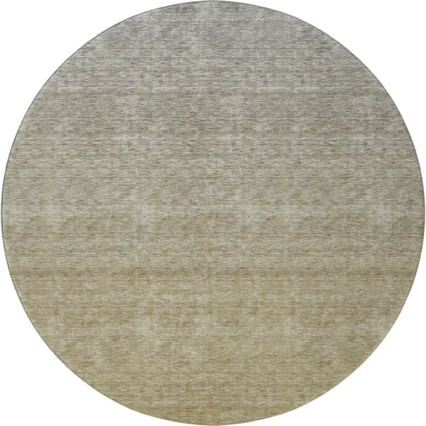 8' Gold And Beige Ombre Washable Round Rug With UV Protection Photo 3