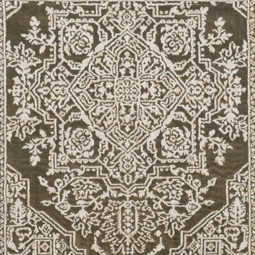 8' Gold And Beige Oriental Runner Rug Photo 7