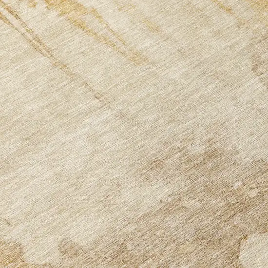 8' Gold And Beige Round Abstract Washable Indoor Outdoor Area Rug Photo 9