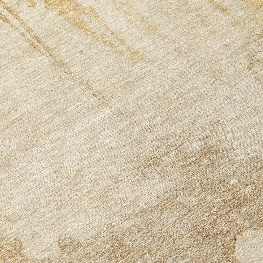 8' Gold And Beige Round Abstract Washable Indoor Outdoor Area Rug Photo 9