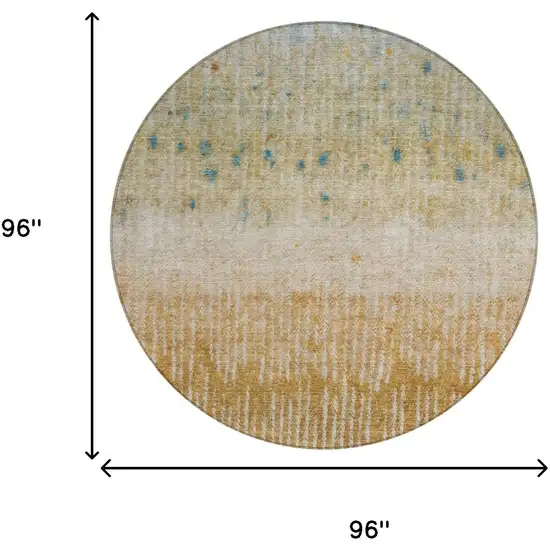 8' Gold And Beige Round Abstract Washable Indoor Outdoor Area Rug Photo 5