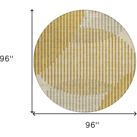 8' Gold And Beige Round Geometric Washable Indoor Outdoor Area Rug Photo 3