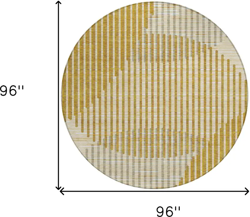 8' Gold And Beige Round Geometric Washable Indoor Outdoor Area Rug Photo 3