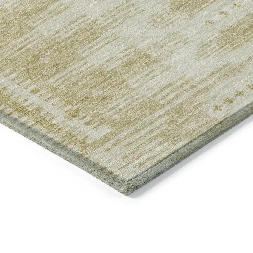 8' Gold And Beige Round Geometric Washable Indoor Outdoor Area Rug Photo 8