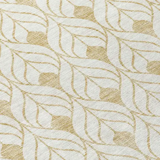 8' Gold And Beige Round Geometric Washable Indoor Outdoor Area Rug Photo 8