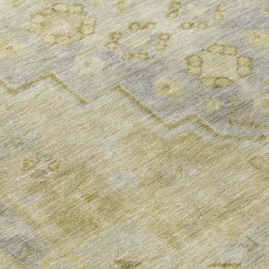 8' Gold And Beige Round Medallion Washable Indoor Outdoor Area Rug Photo 9