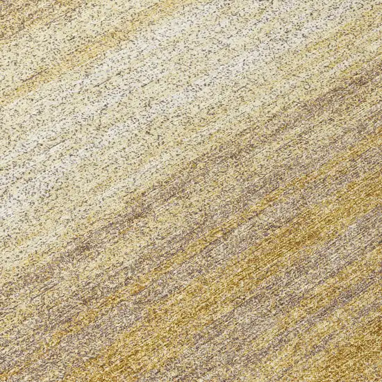 8' Gold And Beige Round Striped Washable Indoor Outdoor Area Rug Photo 8