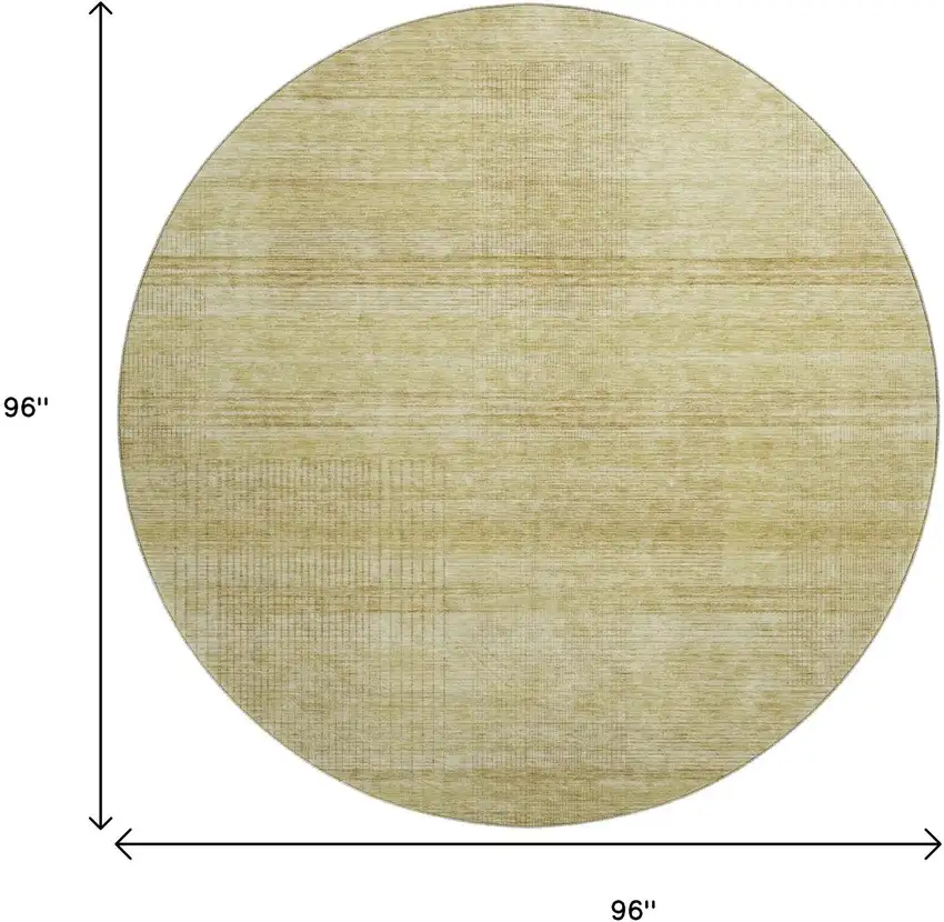 8' Gold And Beige Striped Washable Round Rug With UV Protection Photo 9