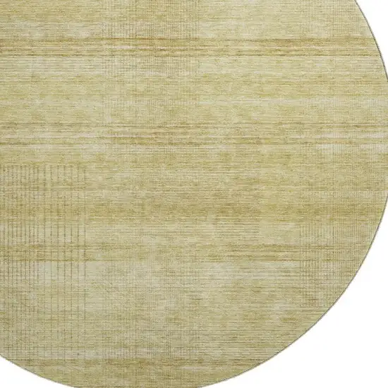 8' Gold And Beige Striped Washable Round Rug With UV Protection Photo 3