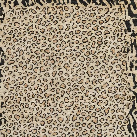 8' Gold And Black Animal Print Washable Area Rug With UV Protection Photo 2