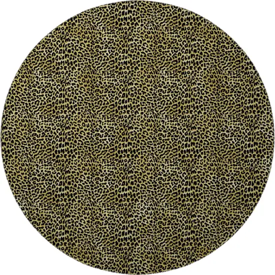 8' Gold And Black Round Leopard Print Washable Indoor Outdoor Area Rug Photo 4