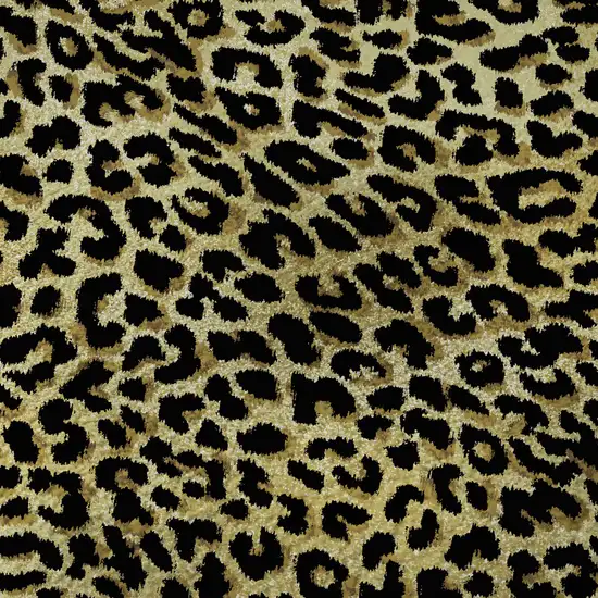 8' Gold And Black Round Leopard Print Washable Indoor Outdoor Area Rug Photo 8