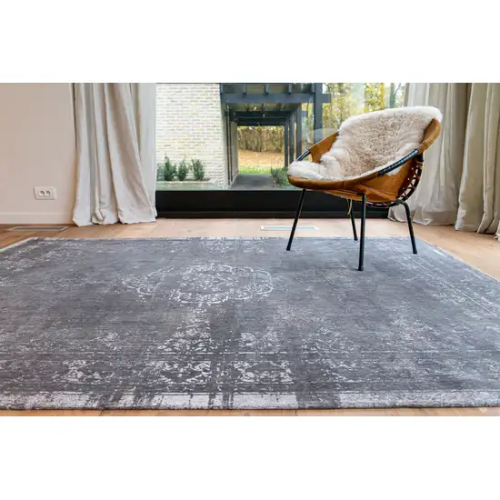 8' Gold And Blue Abstract Washable Round Rug With UV Protection Photo 5