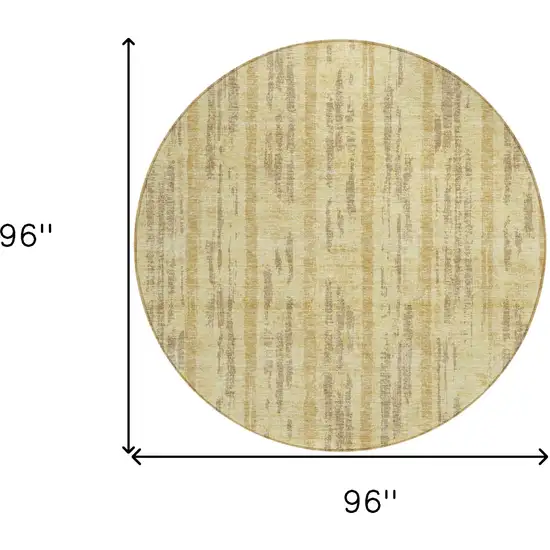 8' Gold And Brown Round Striped Washable Indoor Outdoor Area Rug Photo 3