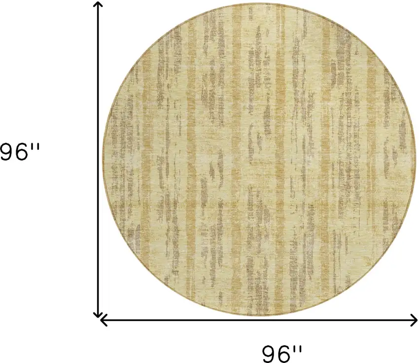 8' Gold And Brown Round Striped Washable Indoor Outdoor Area Rug Photo 3