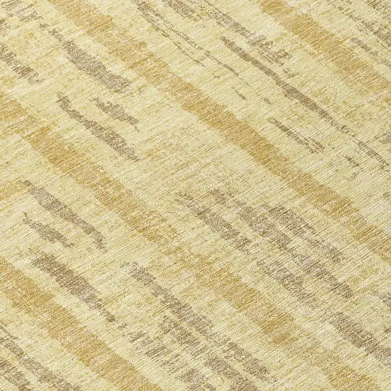 8' Gold And Brown Round Striped Washable Indoor Outdoor Area Rug Photo 8