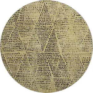 Photo of 8' Gold And Charcoal Diamond Washable Round Rug With UV Protection