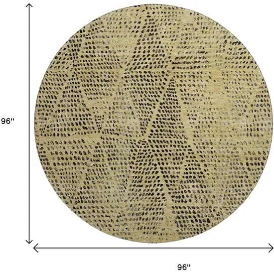 8' Gold And Charcoal Diamond Washable Round Rug With UV Protection Photo 9