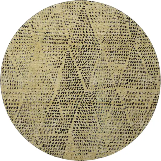 8' Gold And Charcoal Diamond Washable Round Rug With UV Protection Photo 3