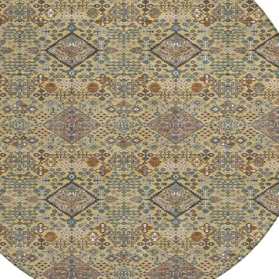 8' Gold And Copper Round Geometric Washable Indoor Outdoor Area Rug Photo 2