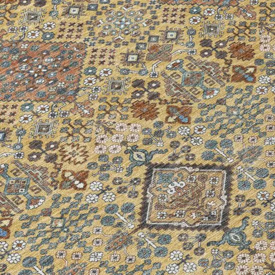 8' Gold And Copper Round Geometric Washable Indoor Outdoor Area Rug Photo 7