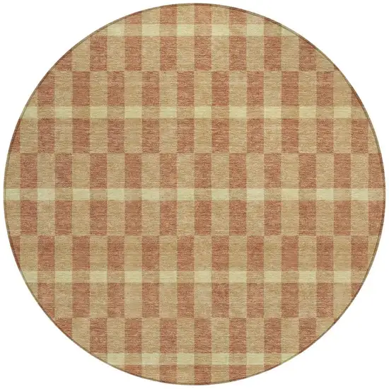 8' Gold And Copper Round Geometric Washable Indoor Outdoor Area Rug Photo 4