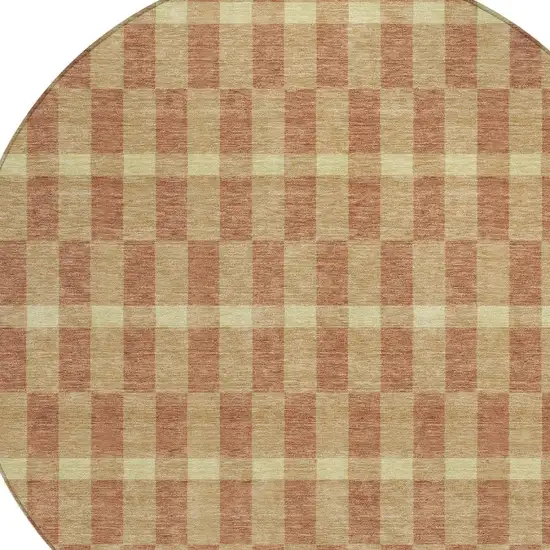 8' Gold And Copper Round Geometric Washable Indoor Outdoor Area Rug Photo 3